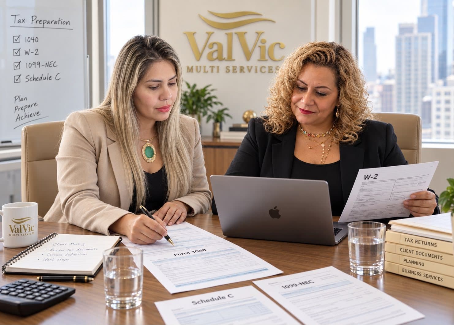 Ailet Infante y Thaimy Santiesteban en la oficina de ValVic